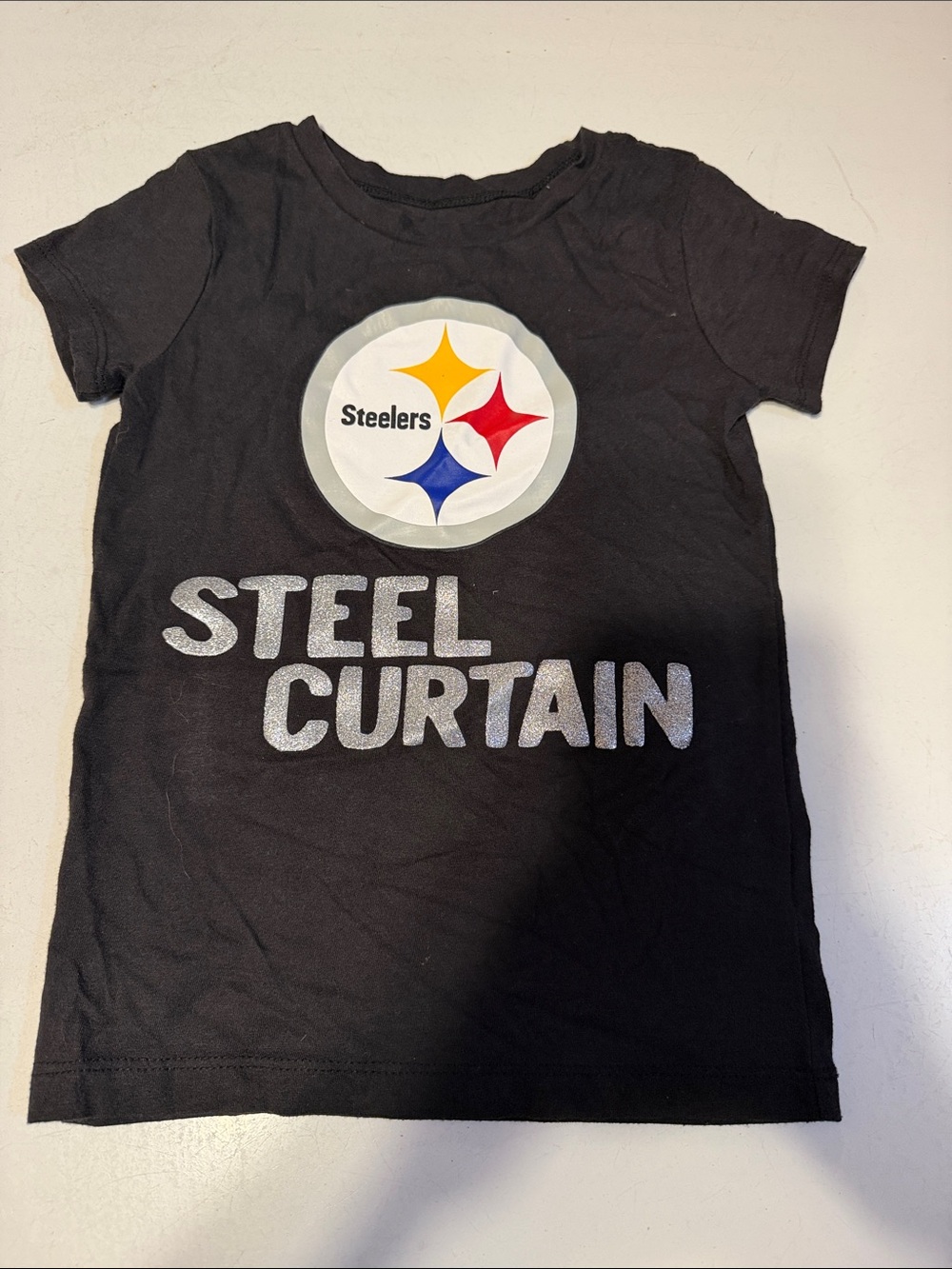 Pittsburgh Steelers Team Apparel Black Kids 'Steel Curtain' Tee size 5